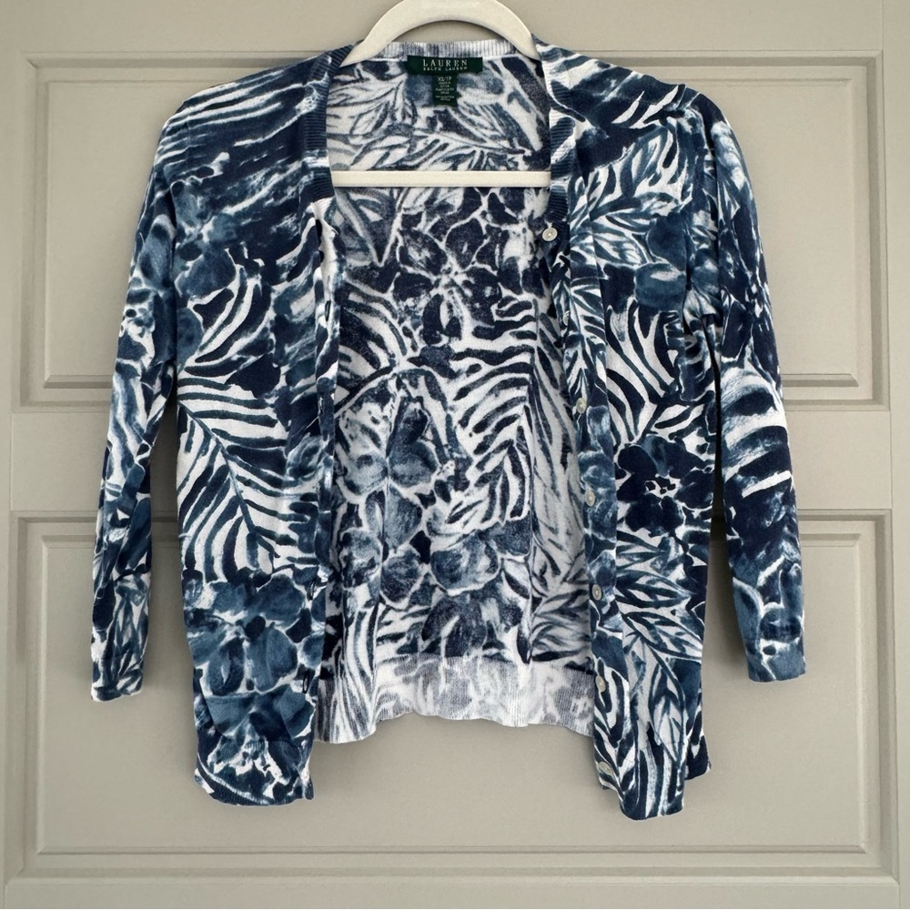 Blue Floral Ralph Lauren Cardigan